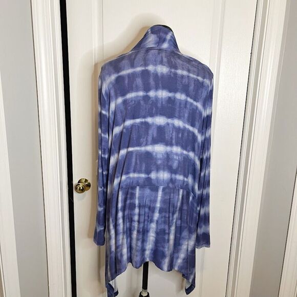 LOGO Lori Goldstein Tye Dye Knit Lightweight Jersey Wrap Art to Wear Cardigan - Picture 2 of 14